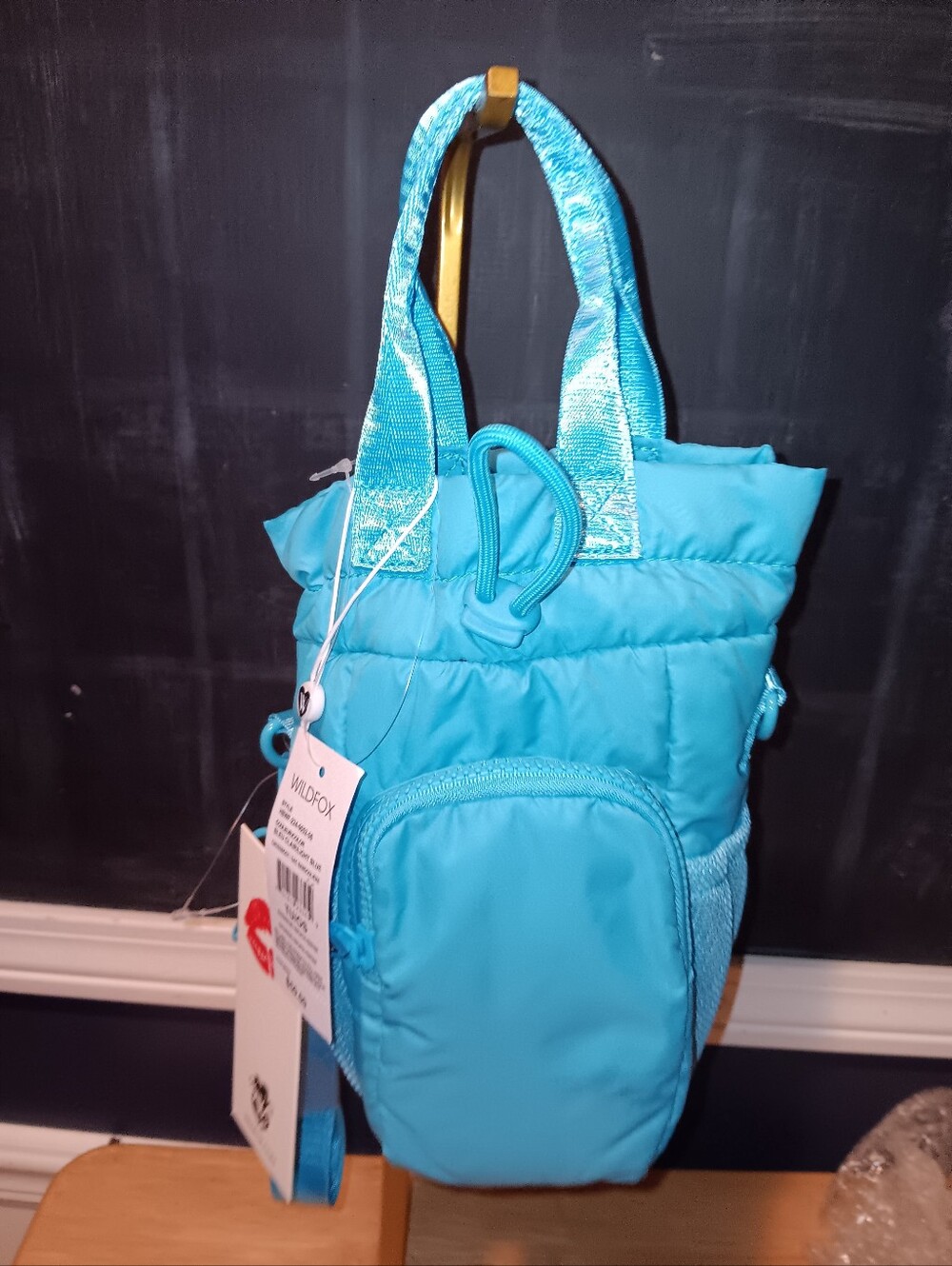 Wildfox Turquoise Blue Quilted Mini Tote Bag